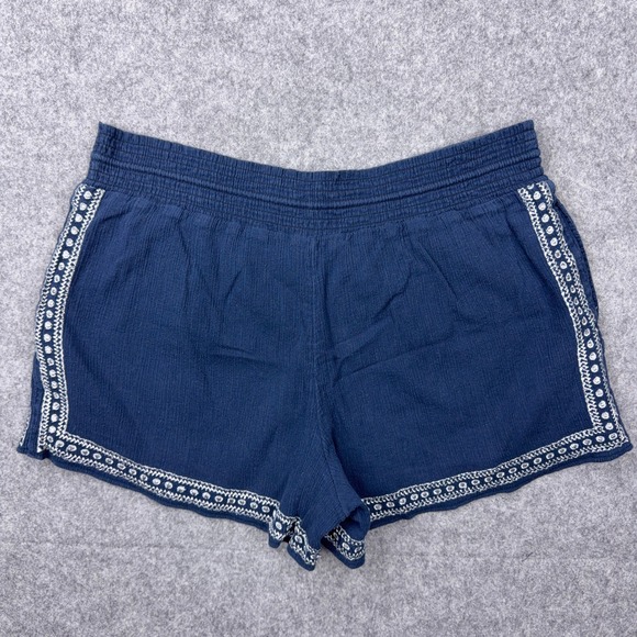 J. Crew Shorts Womens 10 Blue Embroidered Gauze Boho Tassel Summer Beach Casual - Picture 7 of 10